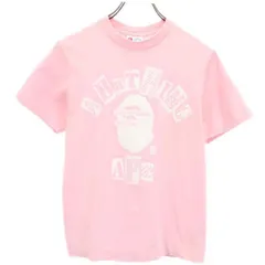 デッドストック未使用品！日本製 90'sビンテージエイプ迷彩猿ロゴTシャツピンク袖丈21センチ