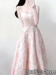 【美品・未使用新品】パステルピンク花柄ロングドレス 結婚式 パーティー 優しい色味