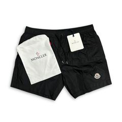 新品 MONCLER ロゴ ナイロン スイムパンツ 海パン 水着 ブラック