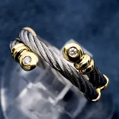 フィリップシャリオール 750(K18)×ステンレス(SS) ダイヤモンド ワイヤー コンビ リング /24-1572S