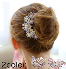 ヘアアクセサリー レディース かんざし 簪 ヘアアクセ ライトストーン フラワー 花 クリスタル ヘアピン ダイヤ フォーク型 ヘッドドレス コーム 結婚式 着物 ドレス 浴衣 振袖 成人式 パーティー 発表会 ウェディング ブライダル a15-9