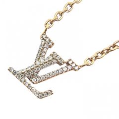 ルイヴィトン ネックレス レディース LV アイコニック アクセサリー アジャスター付き LOUIS VUITTON ラインストーン    M00596 ゴールド 約6.8g【中古品】