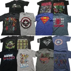 古着卸 まとめ売り マーベル DCコミック 半袖Tシャツ 15枚セット (メンズ XS /S ) キャプテンアメリカ スーパーマン 中古 古着 NA2624