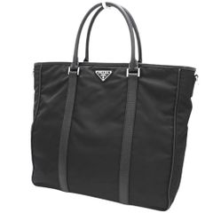 PRADA(プラダ) テスート トートバッグ トートバッグ ハンドバッグ ビジネスバッグ 三角ロゴ ナイロン サフィアーノレザー NERO ブラック黒 シルバー金具 2VG034 メンズ 40601104350【中古】【アラモード】