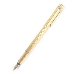 美品□Cartier カルティエ トリニティ ドゥ ペン先18K Mニブ ダイヤモンド柄 キャップ式 万年筆 ゴールド フランス製 メンズ 希少