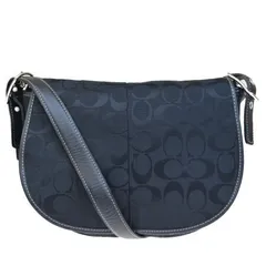【中古】 超美品 コーチ COACH シグネチャー ショルダーバッグ ブラック キャンバス レザー 6842 07HE279