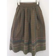 ◇ ABITOKYO アビトーキョー チェック 膝下丈 フレア スカート サイズS カーキ ブラウン マルチ レディース  【中古】 【1205130002477】