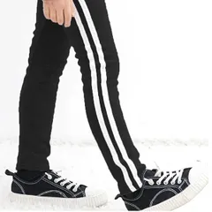 Bee【♪クーポン利用で20％OFF♪】裏起毛ラインレギンス◇ブラック×裏起毛◇韓国子供服 韓国子ども服 韓国こども服 キッズ 女の子 男の子 スパッツ 伸縮性 ストレッチ 100 110 120 130 140 150