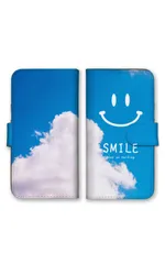 OPPO Reno 13A ケース 手帳型 オッポリノ 13A スマホケース 携帯ケース 空 青空 スマイル ニコちゃん 雲 水色 青色 おしゃれ かわいい 可愛い カラー09