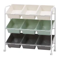 中古 不二貿易 お片付けラック 子供 知育 おもちゃ収納 幅90.5×奥行36×高さ86cm 9マス グリーン おもちゃ箱 収 即納