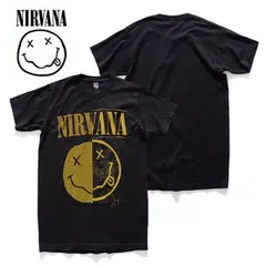 ニルヴァーナ【NIRVANA】SS TEE 2TONE BLACK スマイル Tシャツ ロックT バンドT ロックバンド アメリカ メンズ 正規ライセンス