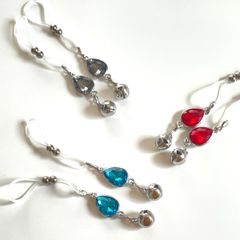 251：ニップルピアス フェイクニップル 鈴 ビーズ ストーン ノンホール フェイクニップルピアス ニップル ジュエリー 乳首 ボディピアス 穴開け不要 ステンレス シルバー ブルー 青 水色 赤 レッド 黒 ブラック グレー
