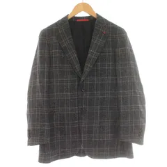 前725cm後70cmL0426S 新品 ISAIA シルク混 ジャケット：44 グレーチェック