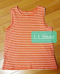 L.L.Bean！オレンジのボーダーノースリーブです
