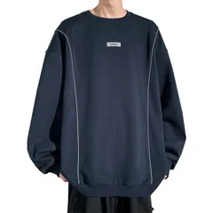 L_#183：ネービー [Easykode] トレーナー メンズ 長袖 秋服 大きいサイズ トップス オシャレ 服 スウェット とれーなー 反射材付き かっこいい プルオーバーパーカー カジュアル スエット とれなー 人気 スポーツ 秋 冬 春 navy L