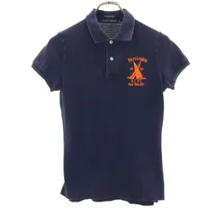 RALPH LAUREN ラルフローレン 半袖 スキニー ポロシャツ M ネイビー 鹿の子 レディース 古着