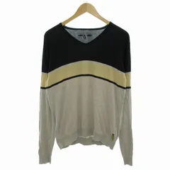 アルマーニ ジーンズ ARMANI JEANS 90s ヴィンテージ セーター ニット ボーダー ベージュ 黒 ブラック /HD 1003 IBO55のサムネイル