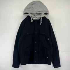 古着 バンズ VANS ジャケット ダック ワーク レイヤード パーカー フーディ M  ブラック メンズ