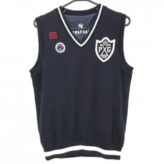 【超美品】パーリーゲイツ リバーシブルニットベスト ダークネイビー×白 Vネック ウール混 メンズ 4(M) ゴルフウェア PEARLY GATES