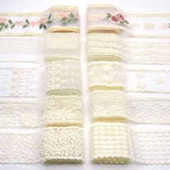 ウェディング糸ホームテキスタイル布地刺繍バーコードDIY補助材料（10タイプアソート） シングル長さ約1m ミルクシルク髪飾り刺繍レース 10タイプの流行りの花柄レース生地 sempiterno