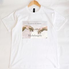 アダムの創造 ミケランジェロ 半袖 Tシャツ ホワイト GILDAN(ギルダン) 5.3オンス 男女兼用【RAF】Creazione di Adamo Michelangelo S/S TEE 631801