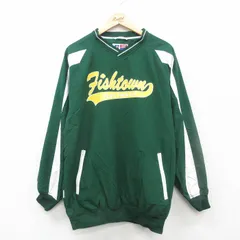 XL/古着 ラッセル 長袖 ジャケット メンズ 00s Fishtown ラグラン Vネック 緑 グリーン 内側メッシュ 24dec16 中古 アウター ジャンパー ブ