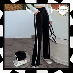 スウェットパンツ レディース ロングパンツ 韓国風 セミワイドパンツ ハイウエスト ボトムス 裾ストリング サイドライン ジョガーパンツ 着やせ 美脚 脚長 カジュアル ストリート服 春秋冬 スポーツパンツ 無地 イージーパンツ 通学 1ZHJF-025