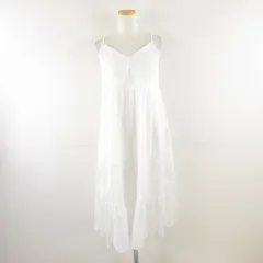 ユニクロ UNIQLO クリンクルコットンキャミソールワンピース ロング 白 XS *A958