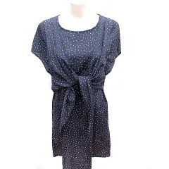 ブージュルード Bou Jeloud ワンピース タイト ミニ 半袖 ドット 38 紺 ネイビー /RT