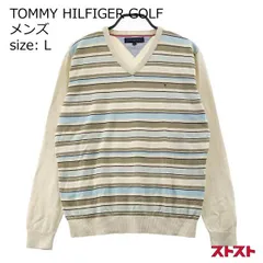 TOMMY HILFIGER GOLF 薄手 ニットセーター ボーダー ベージュ系 L ［240001864480］