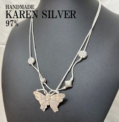 現品限り レディース カレンシルバー ネックレス 42cm バタフライ 蝶々 カレン族 ハンドメイド エスニック Karen Silver #7 メキシカンジュエリー