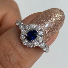 サファイアリング　　Pt900　サファイア0.55ct/ダイアモンド0.50ct　＃12