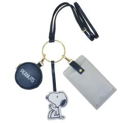 スヌーピー スマホポーチ 3連ショルダーポーチ NV ピーナッツ マリモクラフト ポシェット マルチポーチ 小銭入れ キャラクター グッズ 