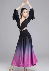 新品 未使用  新作 大人気グラデーションワンピース　スタンダードの練習着やパーティーにオススメ 社交ダンスドレス ラテンダンス衣装 レッスンウェア ステージ衣装