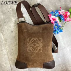 ✨良品✨ LOEWE ロエベ ショルダーバッグ トートバッグ アナグラム デカロゴ ロゴ型押し シルバー金具 スエード レザー 肩掛け 斜め掛け レディース ユニセックス レディース メンズ ブラウン 茶色