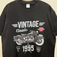 新品 クラシックバイク バイカー レーシング Tシャツ メンズ Lサイズ 半袖 バンティー ブラック 黒T プリント 古着 ユーズド