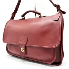 ✨良品✨ OLD COACH オールドコーチ 2way ショルダーバッグ ボディーバッグ ビジネスバッグ フラップ ターンロック ゴールド金具 ロゴ型押し A4収納 大容量  グラブタンレザー ユニセックス レディース メンズ レッド 赤色