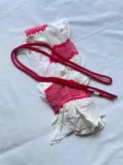 帯揚げ 帯締め セット 白赤ホワイトレッド礼装用 冠婚葬祭 女性 婦人 レディース 和装小物 和装 着物 留袖 訪問着 振袖　kimono #きもの猫田 N0089