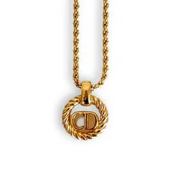 【中古】Christian Dior クリスチャンディオール ネックレス CDロゴ　丸型　サークル　ゴールド