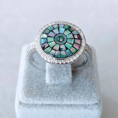 トルコ製 モザイクシェル リング 925silver（天然貝）