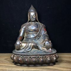 仏像 仏教美術 釈迦牟尼像【乾隆年製】在銘 鍍金仏 座像，/西き-55