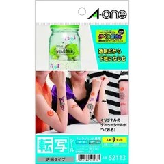 （まとめ買い）エーワン 転写 タトゥーシール 透明 9枚 はがき 52113 【×3セット】