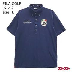 FILA GOLF フィラゴルフ 半袖ポロシャツ 総柄 ネイビー系 L ［240001842684］#