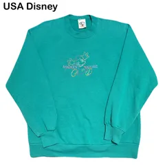 mickey＆Co Disney ディズニーキャラクター 90s vintage US古着 カラフル パステルカラー ステッチ 刺繍 mickey ミッキー エメラルドグリーン トレーナー スウェット