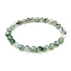 石街AAAモスアゲート約6.5mm天然石ブレスレット数珠