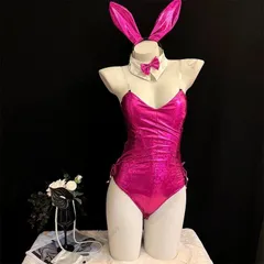 セクシーレオタードエナメルバニーガールコスプレ衣装ボンデージステージハロウイン セクシーエナメルバニーガールコスプレ衣装レオタードボディ