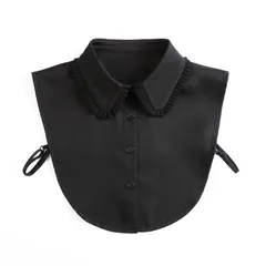【数量限定】シンプル 襟 レギュラーカラー ブラウス 女性 重ね着風 ベーシック アクセサリー 小物 OL レイヤード ボタンつけ襟 通勤 無地 ビッグカラー フリル オフィス シャツ襟 付け衿 おしゃれ 角襟 レディース 可愛い つけ襟 [UMIYI]