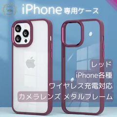 【送料無料 ネコポス発送】 iPhone保護ケース マット メタルレンズフレーム レッド 赤 iPhone 13 14 15 Plus Pro ProMax TPU PC 金属 ポリカーボネート ワイヤレス充電対応 背面 透明