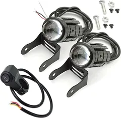 Meliore 互換品 LED バイク ヘッドライト プロジェクター レンズ デュアルカラー フォグランプ スポットライト ATV スクーター トライク ダート レーサー 補助 照明 スイッチ付(2個セット(スイッチ付き))