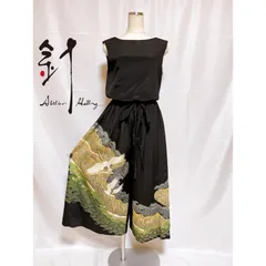 留袖リメイク　ガウチョパンツコンビネゾン